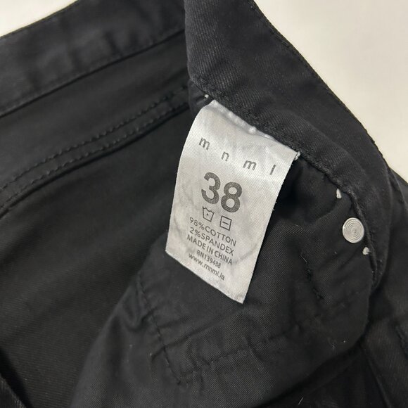 mnml Black Button Fly Jeans Men's Size 38 Straight Leg side trim stretch - Picture 6 of 14